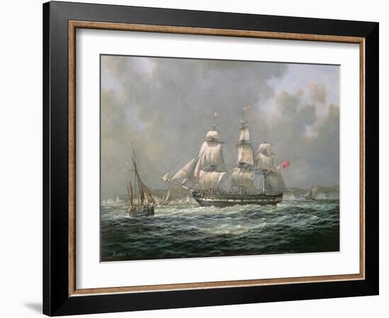 East Indiaman H.C.S. "Thomas Coutts" Off the Needles, Isle of Wight-Richard Willis-Framed Giclee Print