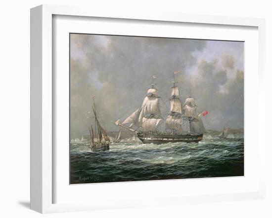 East Indiaman H.C.S. "Thomas Coutts" Off the Needles, Isle of Wight-Richard Willis-Framed Giclee Print