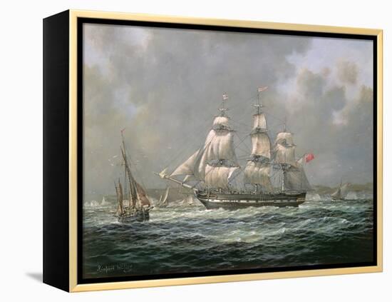 East Indiaman H.C.S. "Thomas Coutts" Off the Needles, Isle of Wight-Richard Willis-Framed Premier Image Canvas