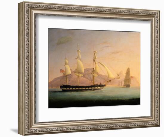 East Indiaman Outward Bound Off Cape Town and Table Mountain (Seen in Two Positions)-Thomas Whitcombe-Framed Giclee Print