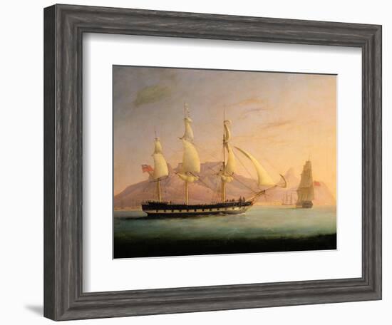 East Indiaman Outward Bound Off Cape Town and Table Mountain (Seen in Two Positions)-Thomas Whitcombe-Framed Giclee Print