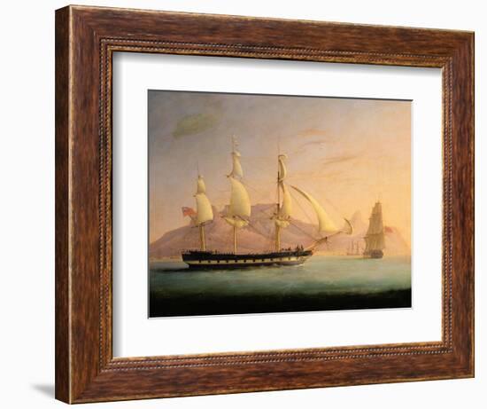 East Indiaman Outward Bound Off Cape Town and Table Mountain (Seen in Two Positions)-Thomas Whitcombe-Framed Giclee Print