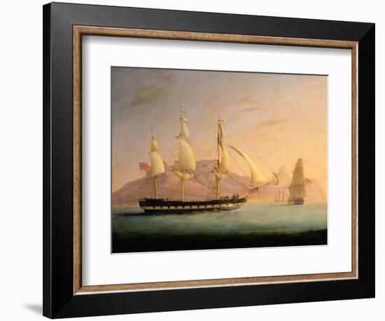 East Indiaman Outward Bound Off Cape Town and Table Mountain (Seen in Two Positions)-Thomas Whitcombe-Framed Giclee Print