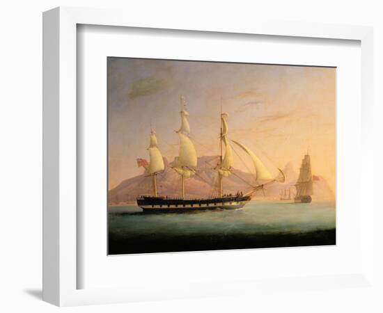 East Indiaman Outward Bound Off Cape Town and Table Mountain (Seen in Two Positions)-Thomas Whitcombe-Framed Giclee Print