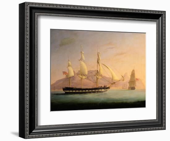 East Indiaman Outward Bound Off Cape Town and Table Mountain (Seen in Two Positions)-Thomas Whitcombe-Framed Giclee Print