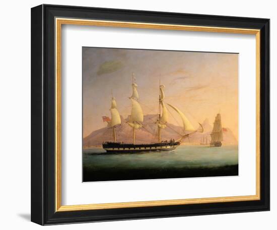 East Indiaman Outward Bound Off Cape Town and Table Mountain (Seen in Two Positions)-Thomas Whitcombe-Framed Giclee Print