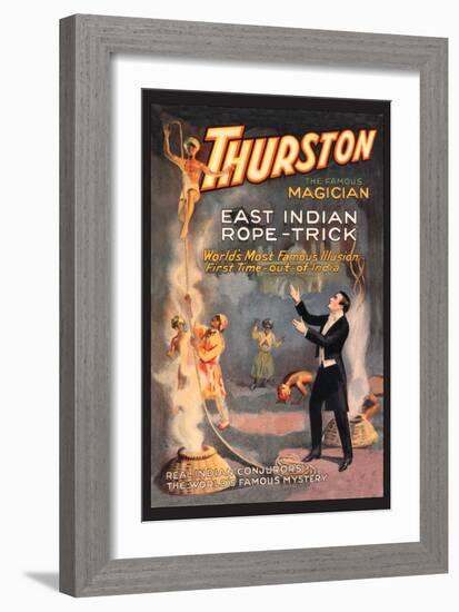 East Indian Rope Trick: Thurston the Famous Magician-null-Framed Art Print