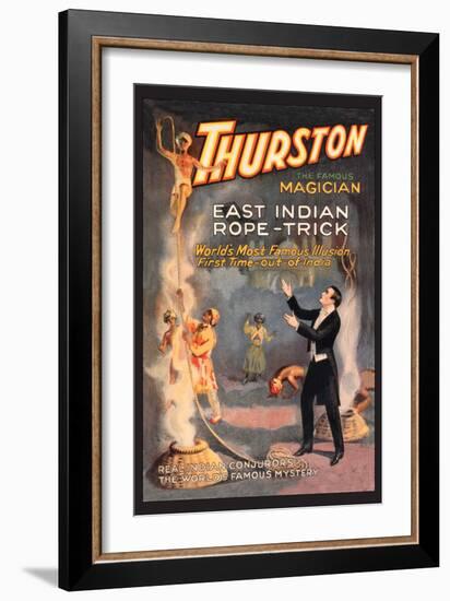 East Indian Rope Trick: Thurston the Famous Magician-null-Framed Art Print