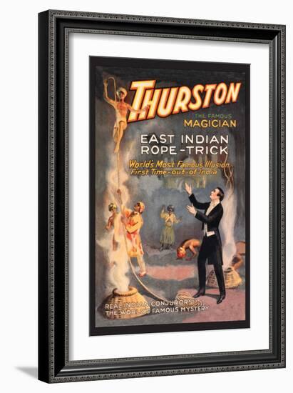 East Indian Rope Trick: Thurston the Famous Magician-null-Framed Art Print