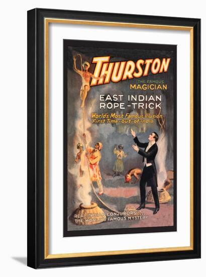 East Indian Rope Trick: Thurston the Famous Magician-null-Framed Art Print