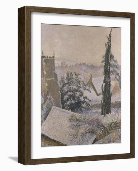 East Knoyle Church: Snow, 1917 (Oil on Canvas)-Lucien Pissarro-Framed Giclee Print