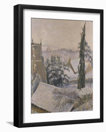 East Knoyle Church: Snow, 1917 (Oil on Canvas)-Lucien Pissarro-Framed Giclee Print