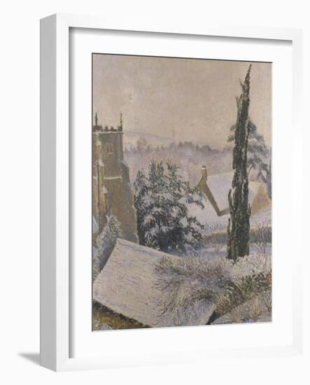 East Knoyle Church: Snow, 1917 (Oil on Canvas)-Lucien Pissarro-Framed Giclee Print