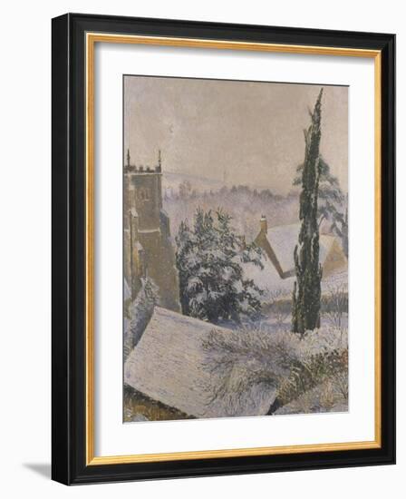 East Knoyle Church: Snow, 1917 (Oil on Canvas)-Lucien Pissarro-Framed Giclee Print