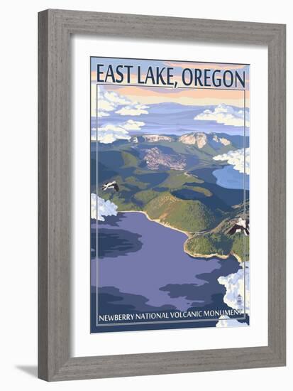 East Lake - Newberry Monument, Oregon-Lantern Press-Framed Art Print