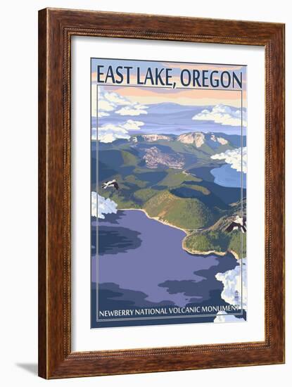 East Lake - Newberry Monument, Oregon-Lantern Press-Framed Art Print