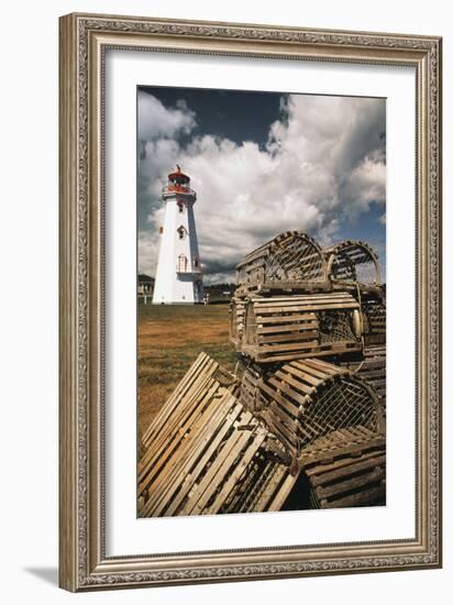 East Point Lighthouse and Lobster Traps, Prince Edward Island, Canada-Walter Bibikow-Framed Photographic Print