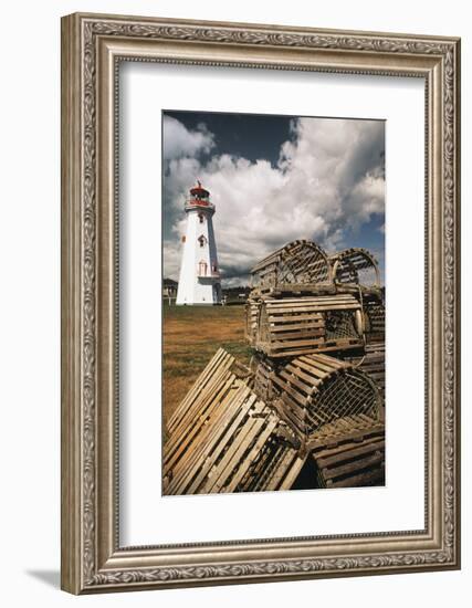 East Point Lighthouse and Lobster Traps, Prince Edward Island, Canada-Walter Bibikow-Framed Photographic Print