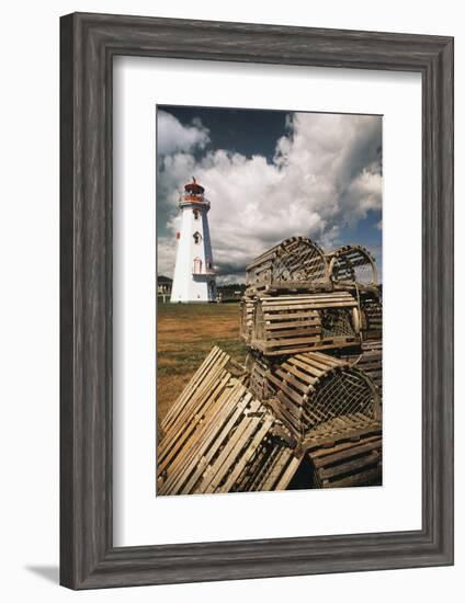 East Point Lighthouse and Lobster Traps, Prince Edward Island, Canada-Walter Bibikow-Framed Photographic Print