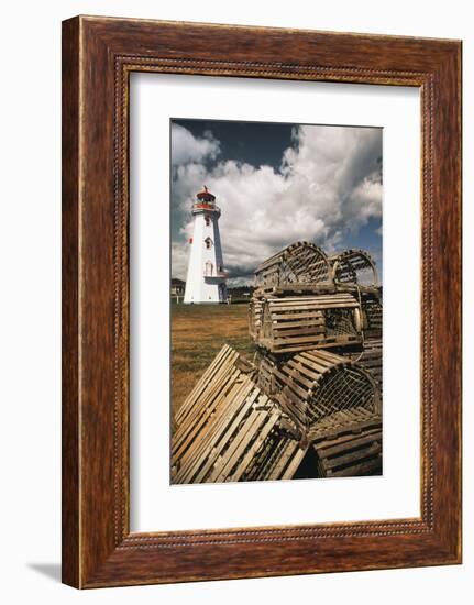 East Point Lighthouse and Lobster Traps, Prince Edward Island, Canada-Walter Bibikow-Framed Photographic Print