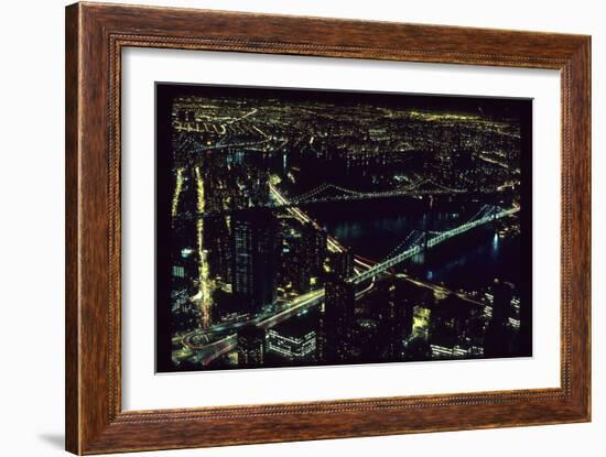 East River NYC Bridges from WTC-Robert Goldwitz-Framed Photographic Print