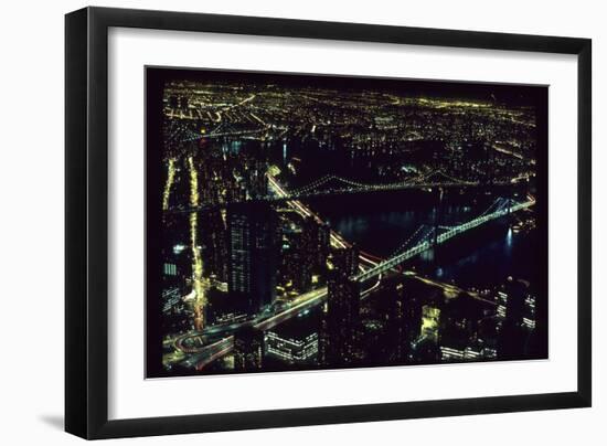 East River NYC Bridges from WTC-Robert Goldwitz-Framed Photographic Print