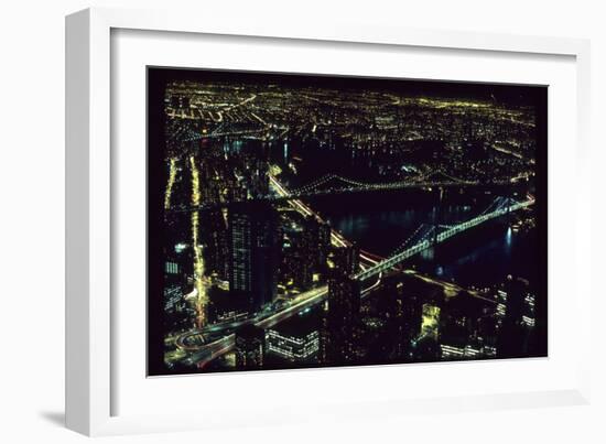 East River NYC Bridges from WTC-Robert Goldwitz-Framed Photographic Print