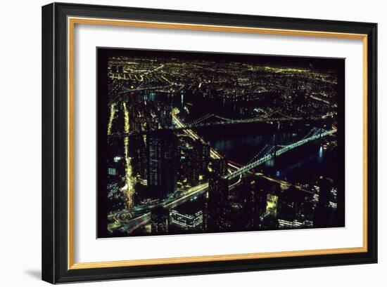 East River NYC Bridges from WTC-Robert Goldwitz-Framed Photographic Print