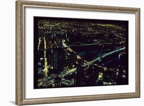 East River NYC Bridges from WTC-Robert Goldwitz-Framed Photographic Print