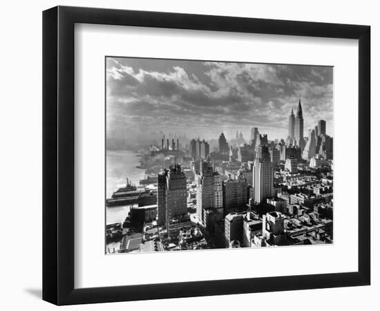 East River Waterfront and Manhattan, 1931--Framed Photographic Print