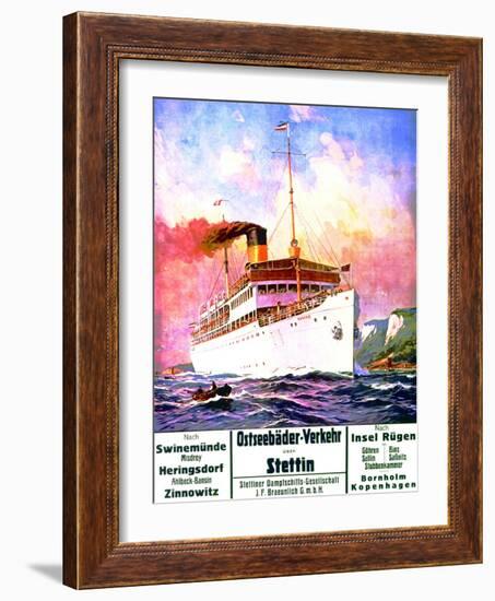 'East Sea Baths Transportation: Szczecin', Poster Advertising the Szczecin Steamship Company, 1908-Stoewer Willy-Framed Giclee Print