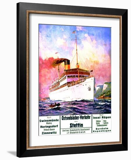 'East Sea Baths Transportation: Szczecin', Poster Advertising the Szczecin Steamship Company, 1908-Stoewer Willy-Framed Giclee Print