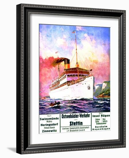 'East Sea Baths Transportation: Szczecin', Poster Advertising the Szczecin Steamship Company, 1908-Stoewer Willy-Framed Giclee Print