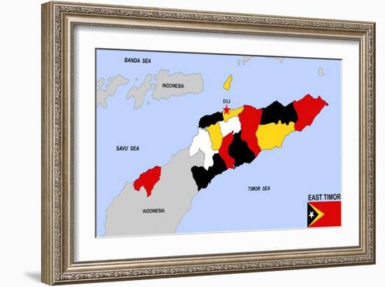 East Timor Map-tony4urban-Framed Art Print