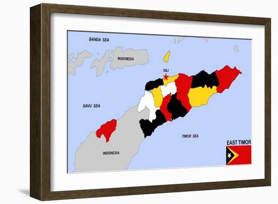 East Timor Map-tony4urban-Framed Art Print