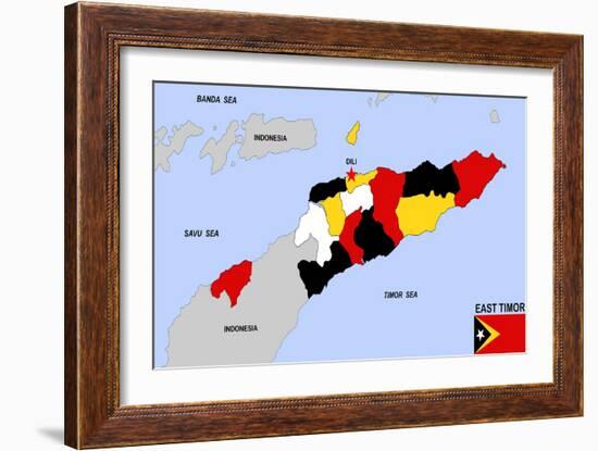 East Timor Map-tony4urban-Framed Art Print