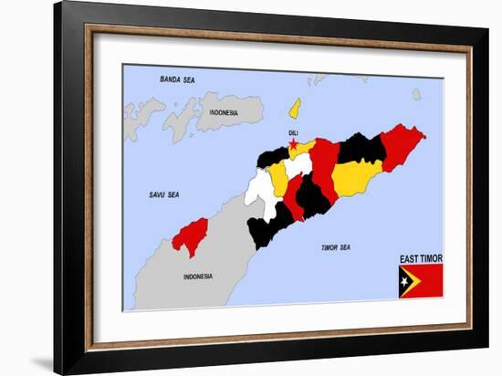 East Timor Map-tony4urban-Framed Art Print