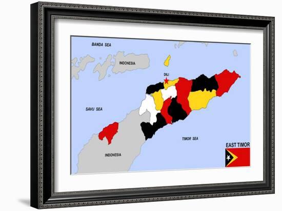 East Timor Map-tony4urban-Framed Art Print