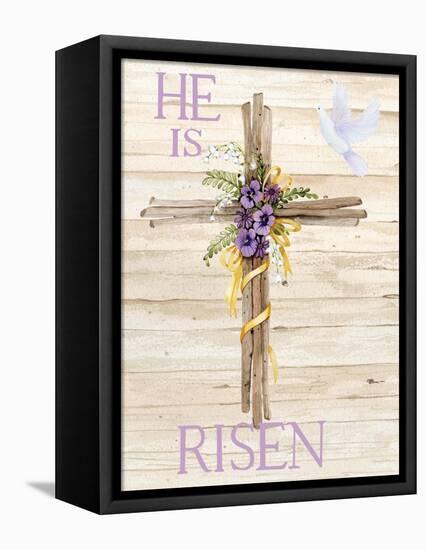 Easter Blessing Saying III with Cross v2-Kathleen Parr McKenna-Framed Stretched Canvas