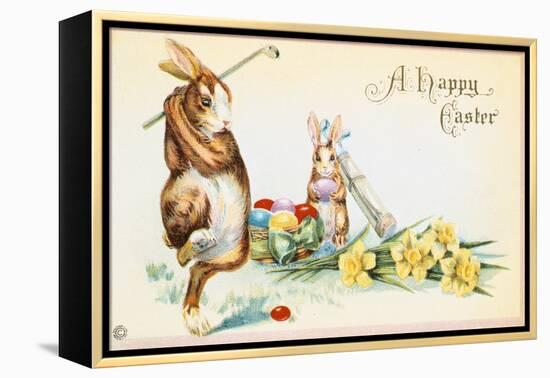 Easter card with a golfing theme, British, 1924-Unknown-Framed Premier Image Canvas