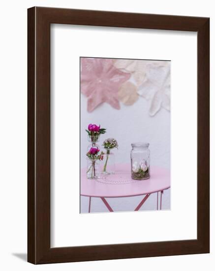 Easter decoration, glass, eggs, flowers,-mauritius images-Framed Photographic Print