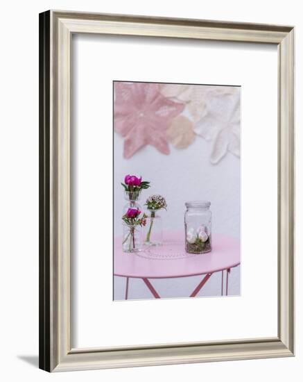 Easter decoration, glass, eggs, flowers,-mauritius images-Framed Photographic Print