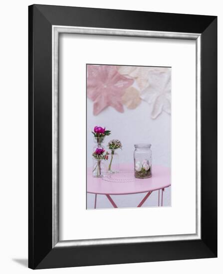 Easter decoration, glass, eggs, flowers,-mauritius images-Framed Photographic Print