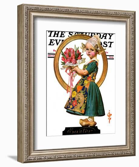 "Easter Dutch Girl," Saturday Evening Post Cover, April 3, 1926-Joseph Christian Leyendecker-Framed Giclee Print