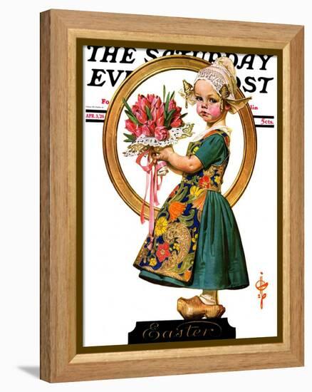 "Easter Dutch Girl," Saturday Evening Post Cover, April 3, 1926-Joseph Christian Leyendecker-Framed Premier Image Canvas