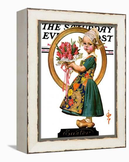 "Easter Dutch Girl," Saturday Evening Post Cover, April 3, 1926-Joseph Christian Leyendecker-Framed Premier Image Canvas