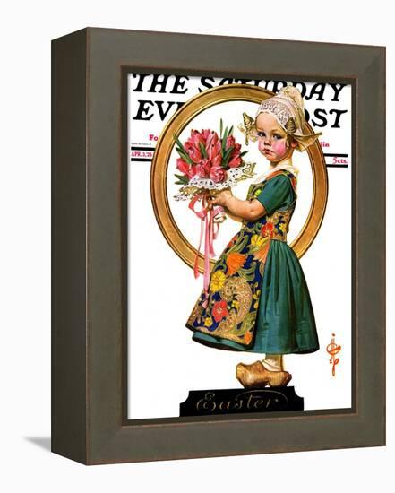 "Easter Dutch Girl," Saturday Evening Post Cover, April 3, 1926-Joseph Christian Leyendecker-Framed Premier Image Canvas