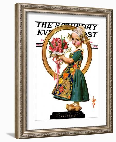 "Easter Dutch Girl," Saturday Evening Post Cover, April 3, 1926-Joseph Christian Leyendecker-Framed Giclee Print