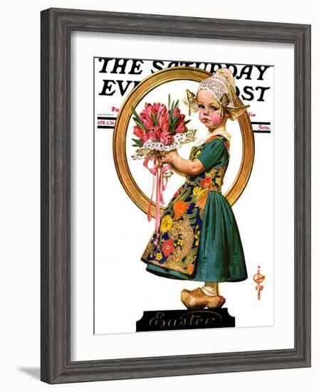 "Easter Dutch Girl," Saturday Evening Post Cover, April 3, 1926-Joseph Christian Leyendecker-Framed Giclee Print