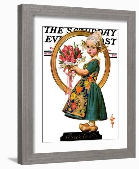 "Easter Dutch Girl," Saturday Evening Post Cover, April 3, 1926-Joseph Christian Leyendecker-Framed Giclee Print
